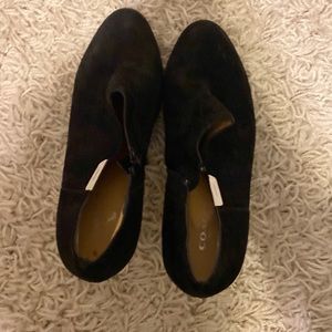 Coach booties with a snakeskin heel